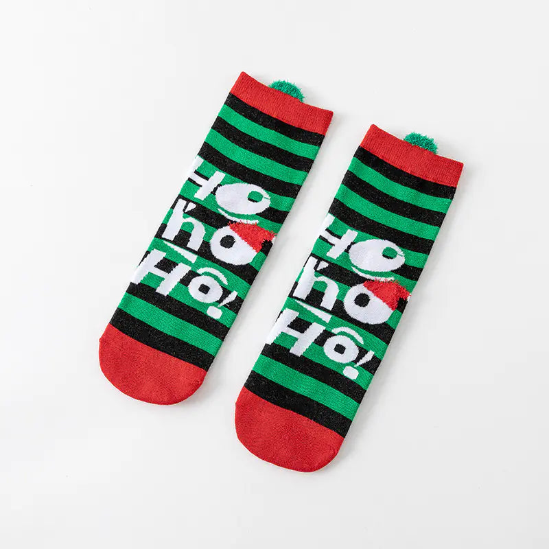 Cute Elk Cartoon Cotton Christmas Socks for New Year