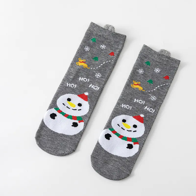 Cute Elk Cartoon Cotton Christmas Socks for New Year