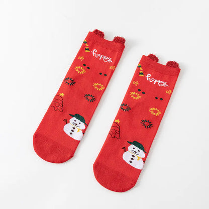 Cute Elk Cartoon Cotton Christmas Socks for New Year