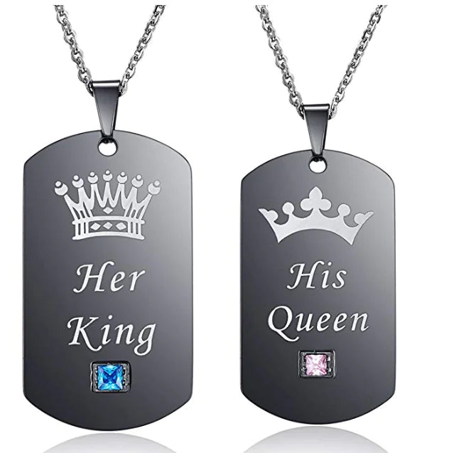 Crown Necklace, Couple Necklace, Titanium Steel Necklace