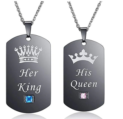 Crown Necklace, Couple Necklace, Titanium Steel Necklace