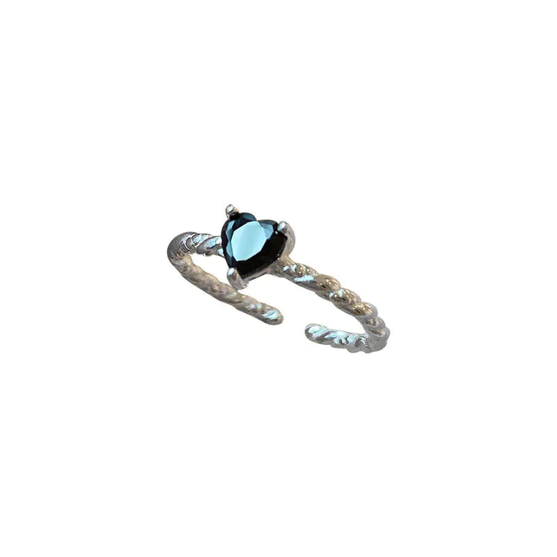 S925 Sterling Silver Black Zirconia Love Twist Ring Gift for love
