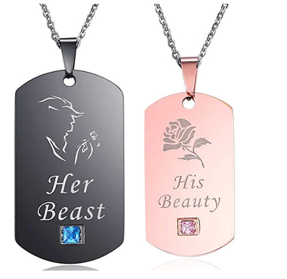 Crown Necklace, Couple Necklace, Titanium Steel Necklace