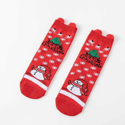 Cute Elk Cartoon Cotton Christmas Socks for New Year