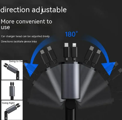 100W Metal Car Charger with Fast Charging USB Type-C And Lightning Ports