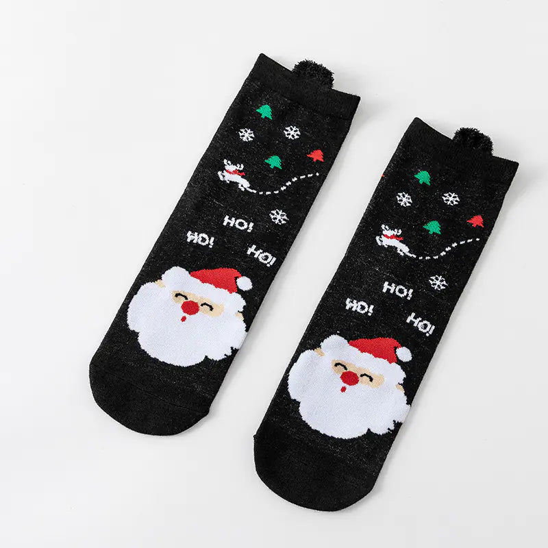 Cute Elk Cartoon Cotton Christmas Socks for New Year