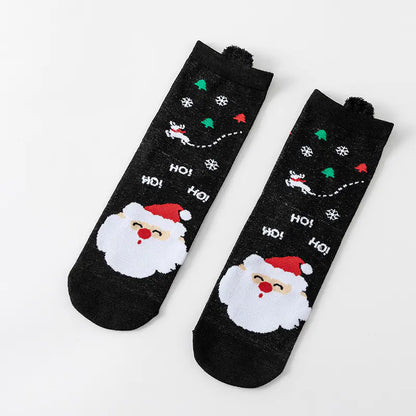 Cute Elk Cartoon Cotton Christmas Socks for New Year
