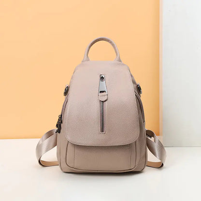 Multi-layer Anti-Theft Leather Travel Backpack for Women