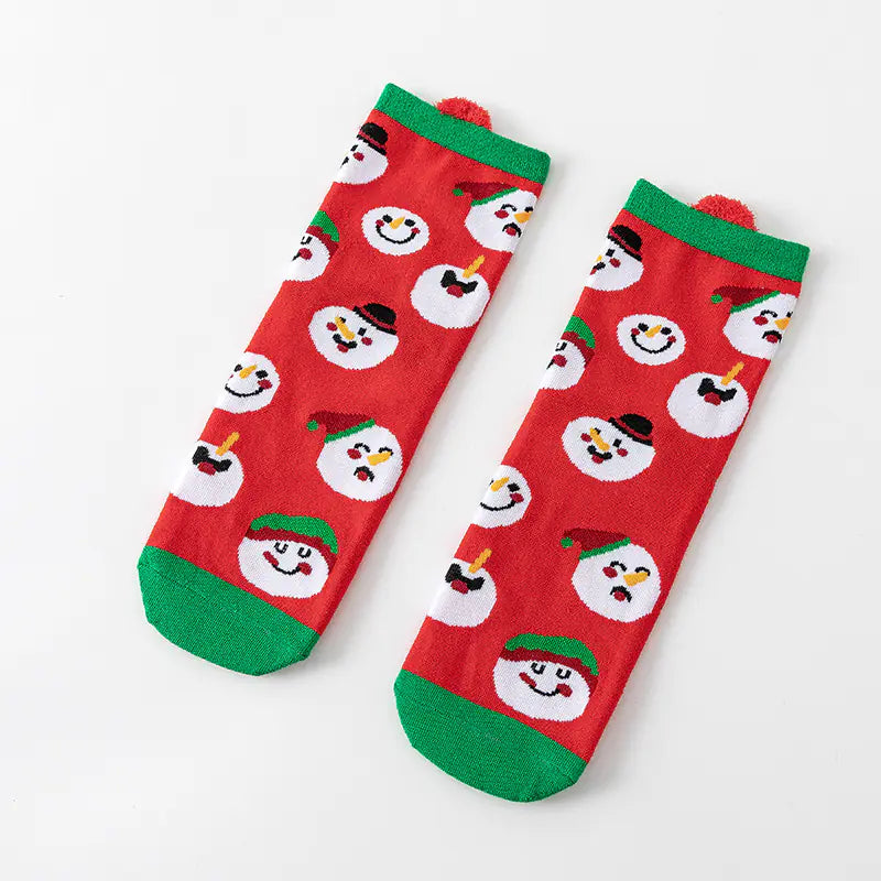 Cute Elk Cartoon Cotton Christmas Socks for New Year