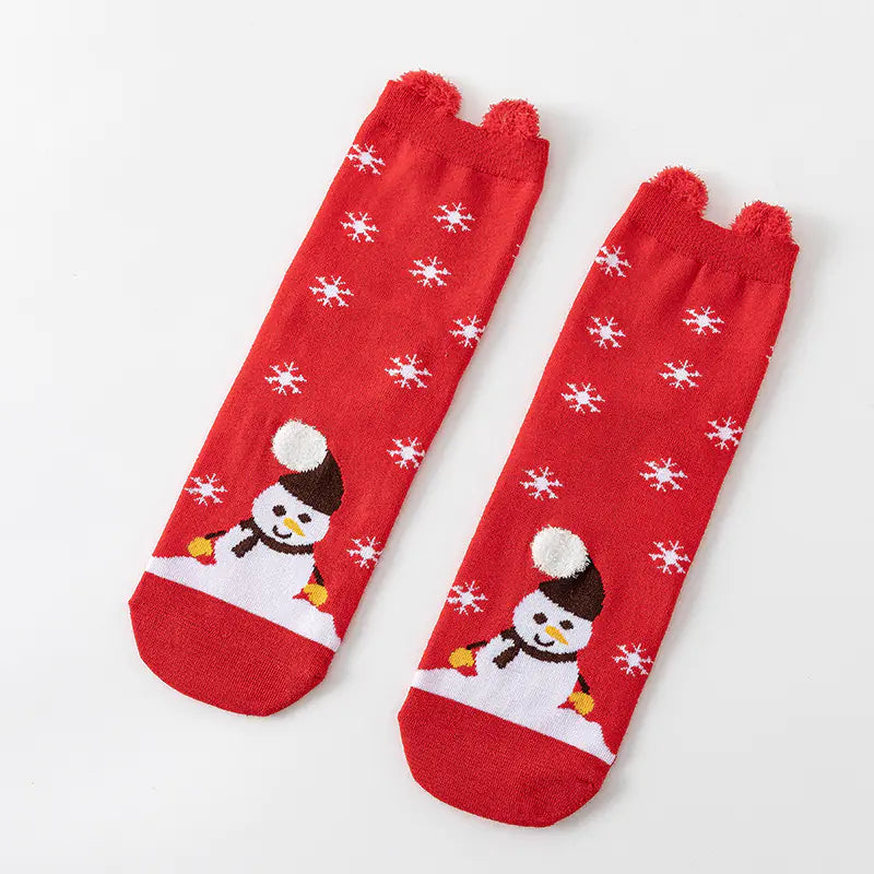 Cute Elk Cartoon Cotton Christmas Socks for New Year