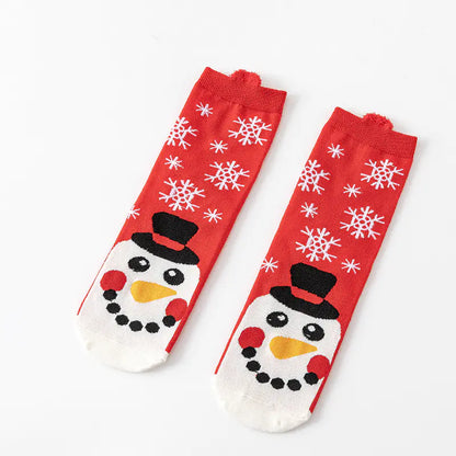 Cute Elk Cartoon Cotton Christmas Socks for New Year