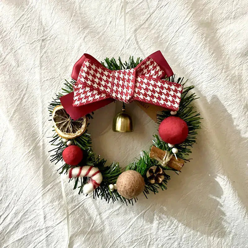 Christmas Gift Decorative Wreath for Home Decor adorned with ornaments and a stylish bow.