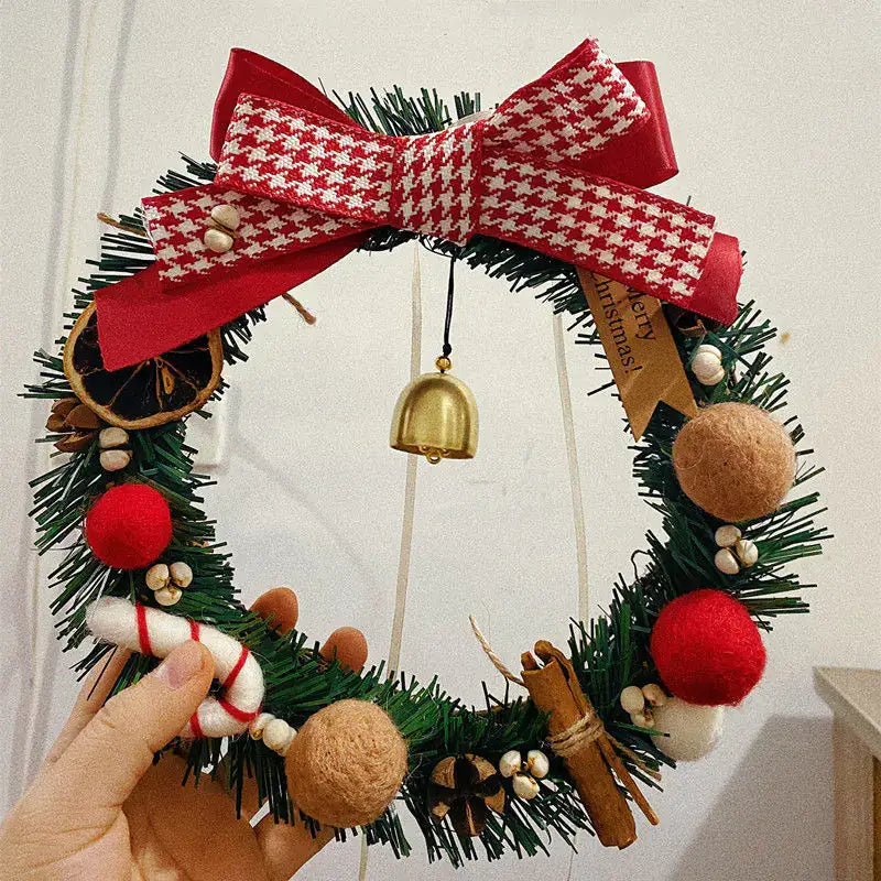 Christmas Gift Decorative Wreath for Home Decor featuring a festive design with red accents and decorative elements.